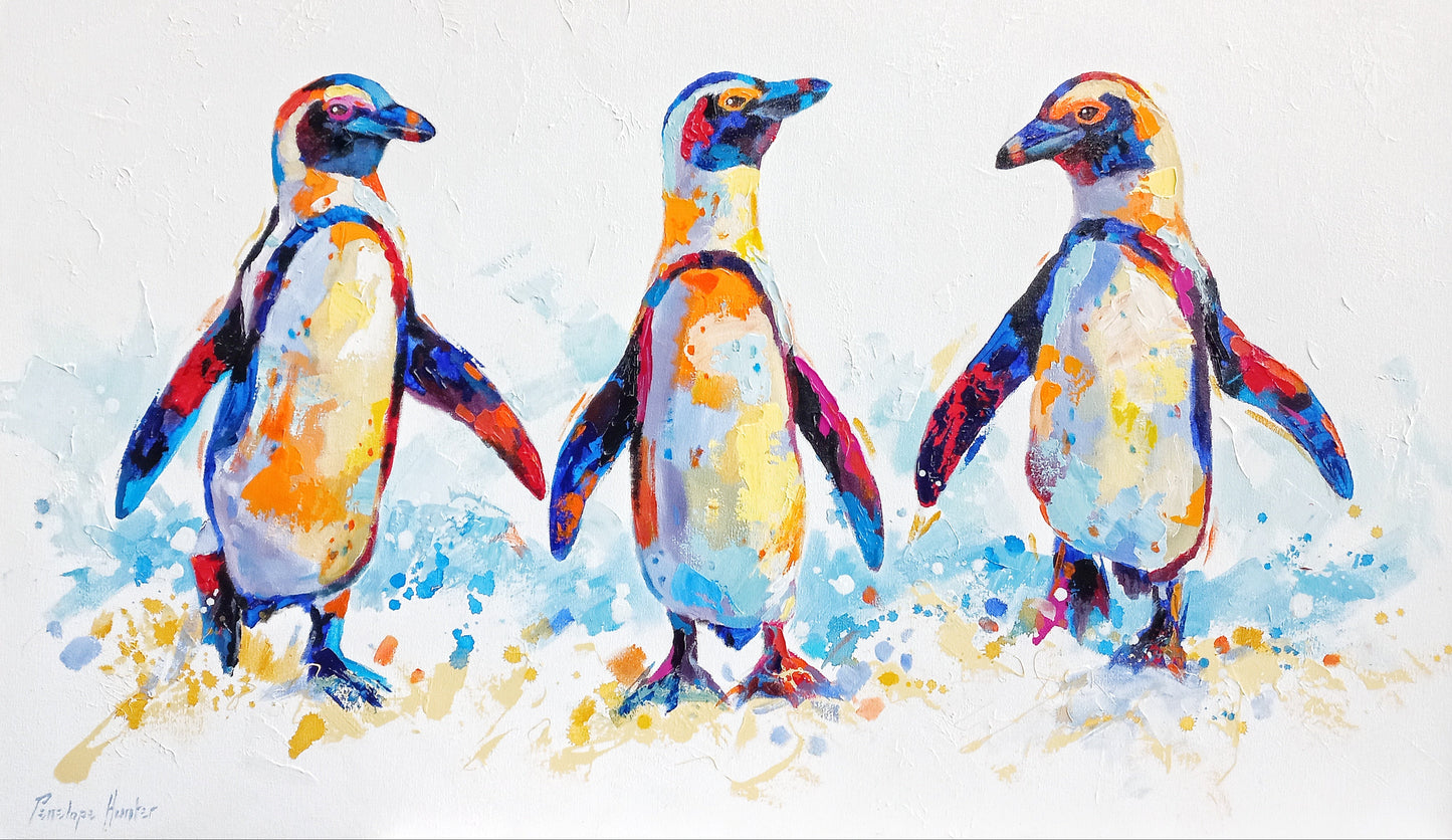 Trio of African Penguins
