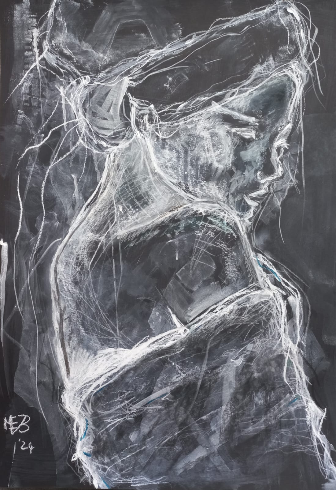 'Threadbare and Unbothered' (Black and White Figure)