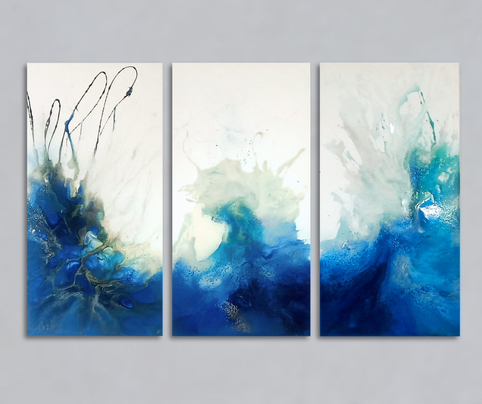 Blue Wave Triptych Set