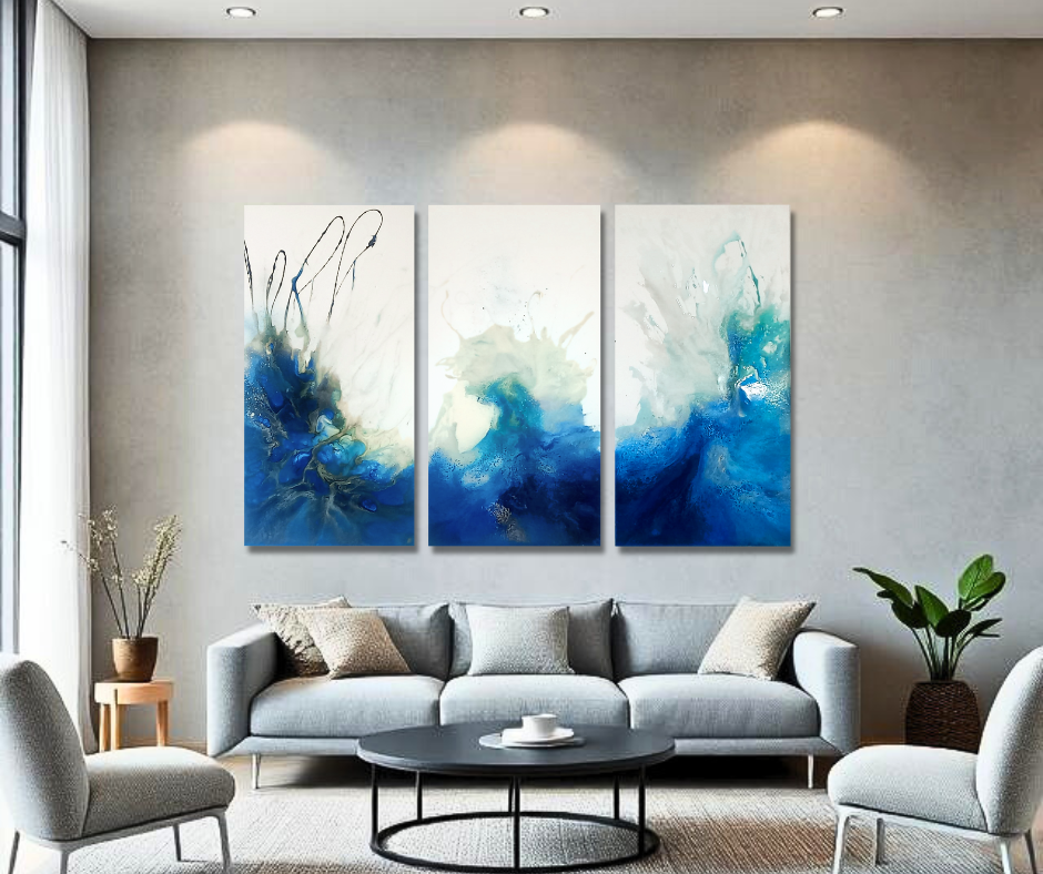 Blue Wave Triptych Set