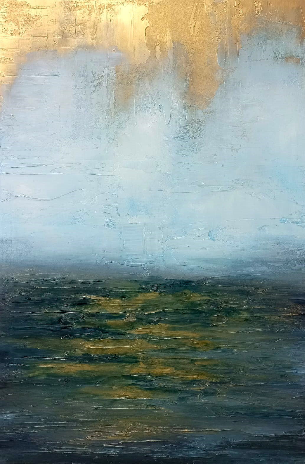 Blue & Gold Sea Abstract