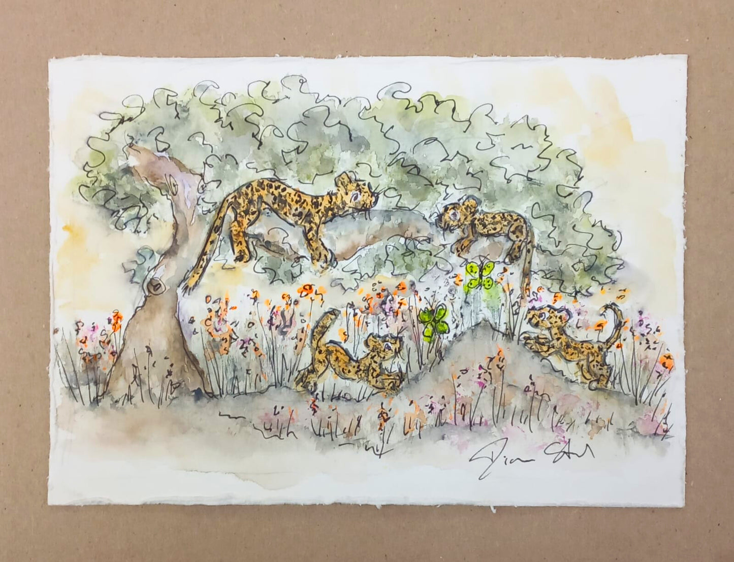 Leopards in a Tree (Miniature)