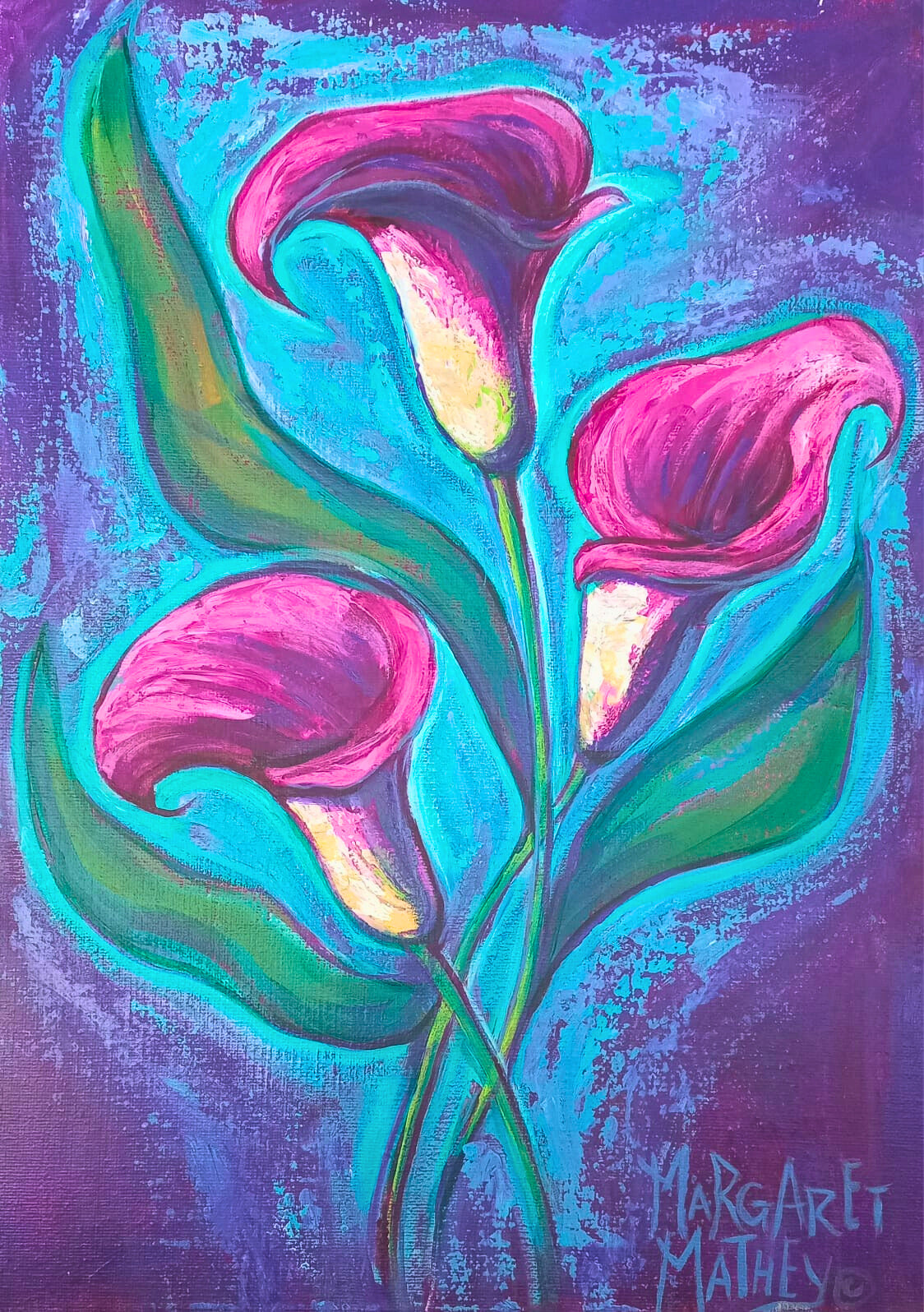 Pink Lilies on Fuchsia