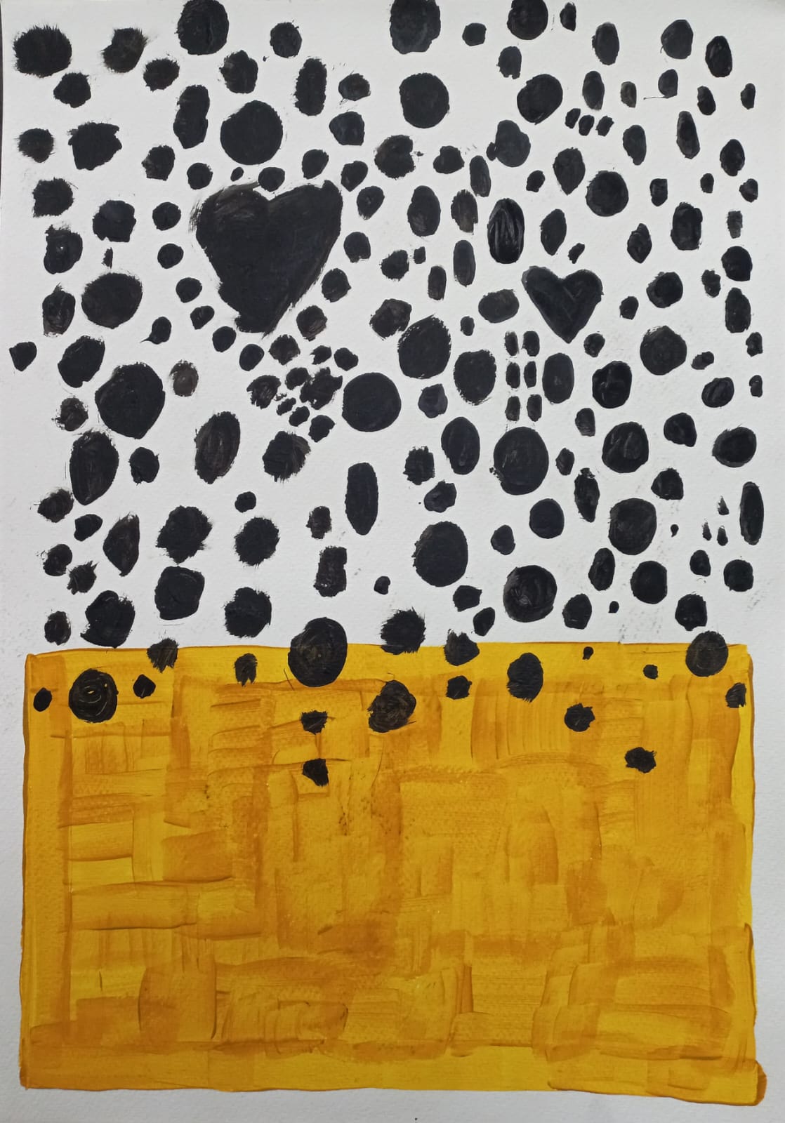 'A lot to dot' (Abstract with Black Heart and Dots)