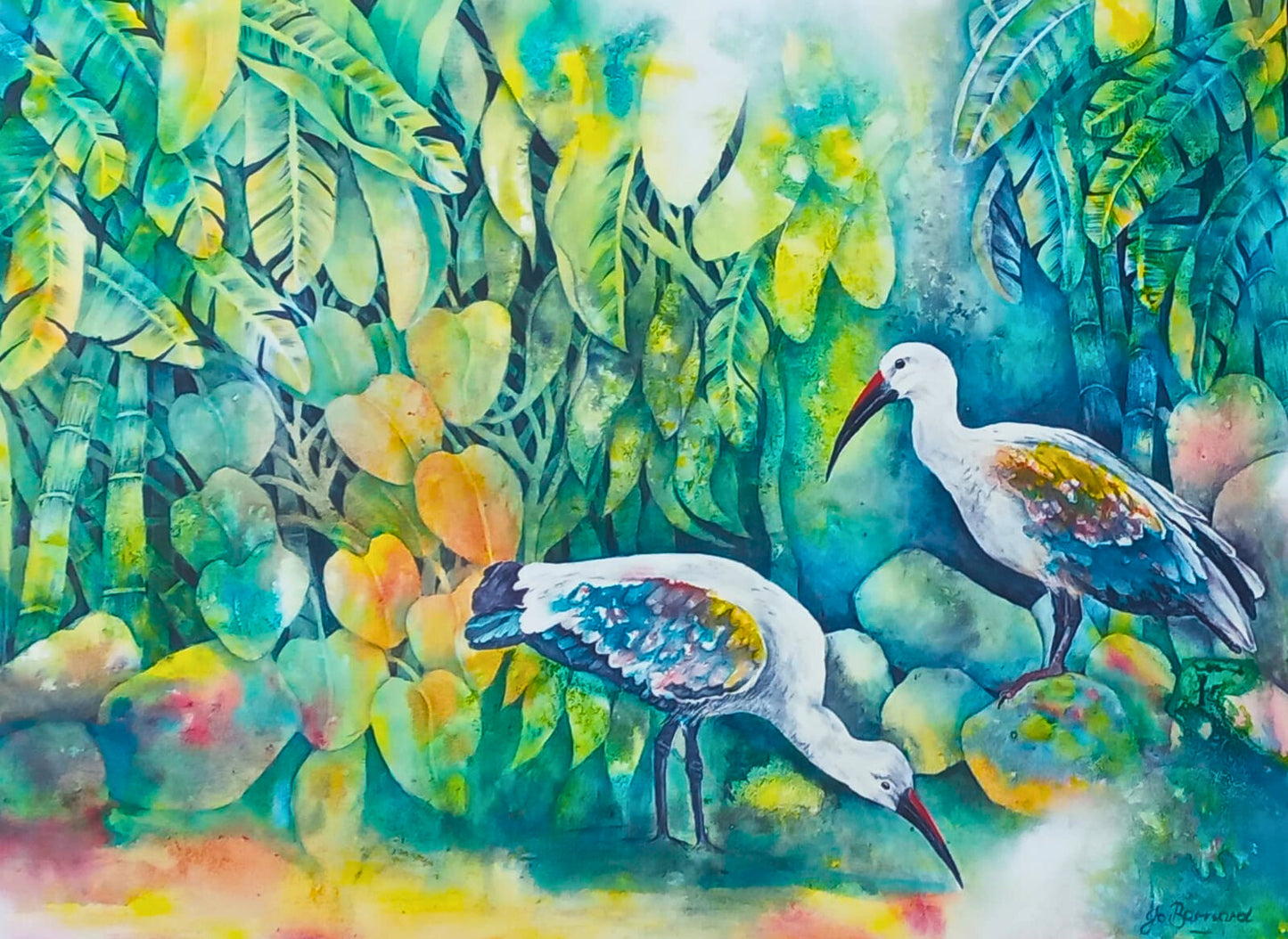 Ibises Among the Leaves