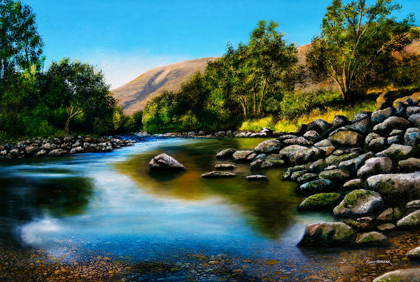 River Landscape with Trees Artwork