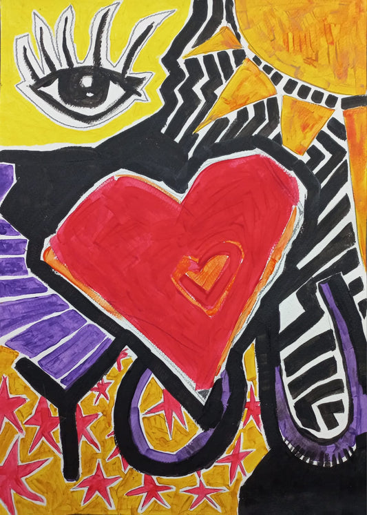 'Eyes for your I's' (Abstract with Red Heart)