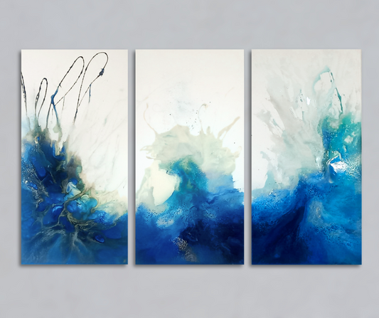 Blue Wave Triptych Set