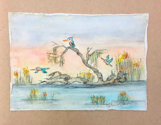 Kingfisher at Sunrise (Miniature)