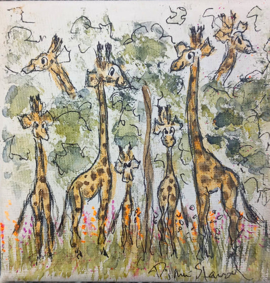 Giraffe's Grazing (Miniature)