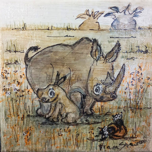 Rhino and Calf (Miniature)