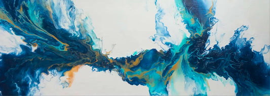 An Eternal Starry Night (Flow Art with Blue and Gold Hues)