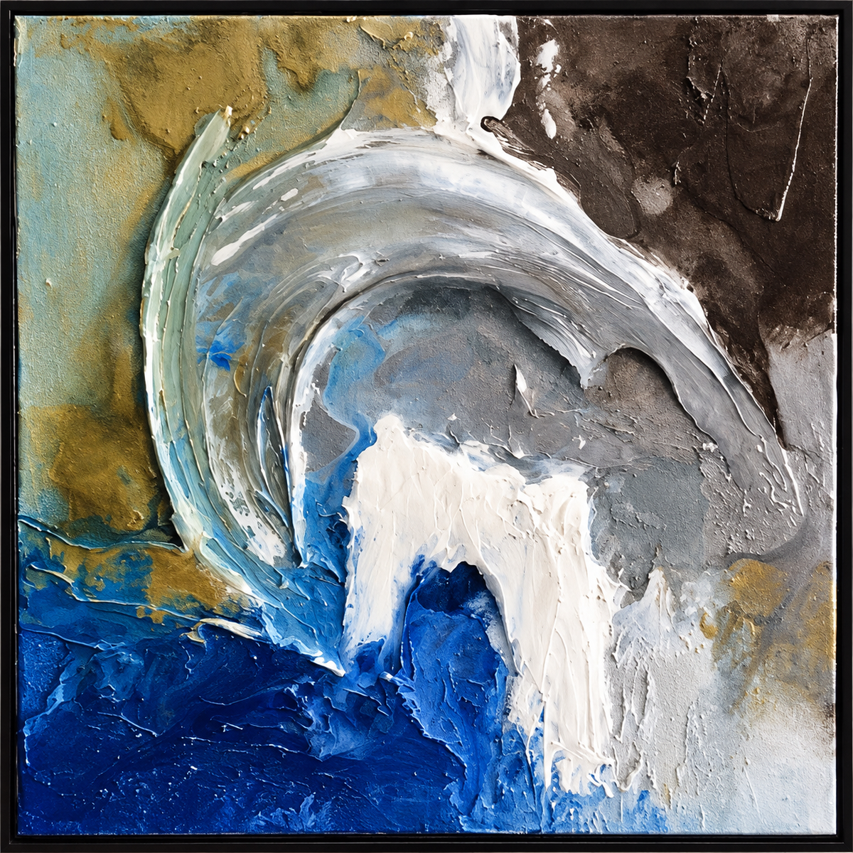 Ewaldi artwork: A sweeping white and grey curling crest rises over a dense ultramarine lower section.